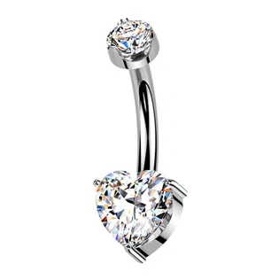 TM007-SKL Luxusní piercing do pupíku s Moissanity 1.00ct, TITAN