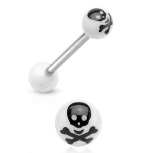 PJ01049-K Piercing do jazyku - lebka