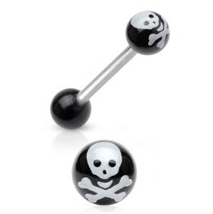 PJ01049-W Piercing do jazyku - lebka