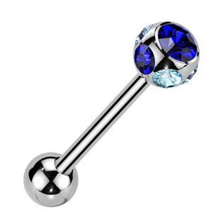 PJ01057-B Piercing do jazyku - kulička zdobená kamínky