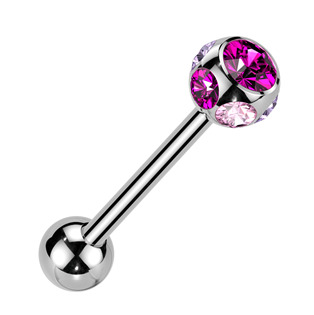 PJ01057-B Piercing do jazyku - kulička zdobená kamínky