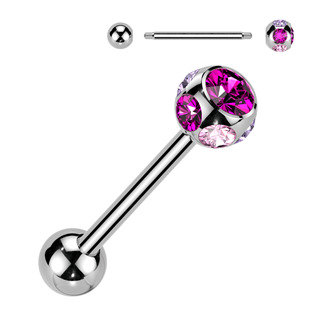 PJ01057-C Piercing do jazyku - kulička zdobená kamínky