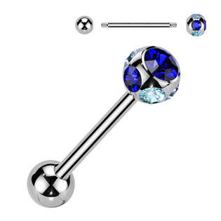 PJ01057-P Piercing do jazyku - kulička zdobená kamínky