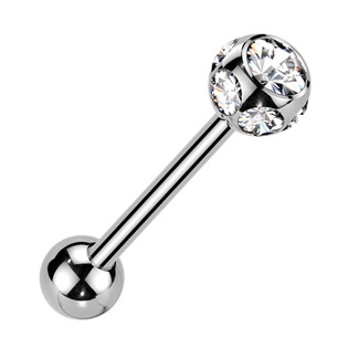 PJ01057-P Piercing do jazyku - kulička zdobená kamínky