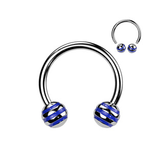 PV01010 Piercing - podkova - modré proužky