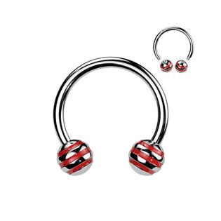 PV01013 Piercing - podkova - červené proužky