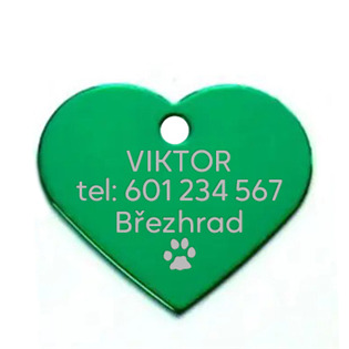 PZ009-VI Hliníková psí známka srdíčko malé