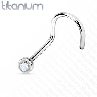 TIT1025C-015 Piercing do nosu - titan, čirý kamínek