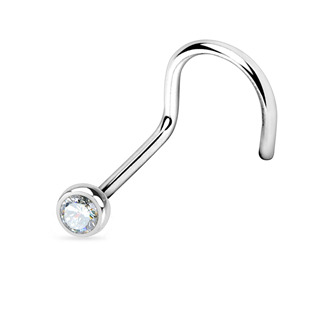 TIT1025C-020 Piercing do nosu - titan, čirý kamínek