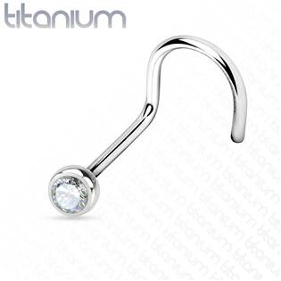 TIT1025C-020 Piercing do nosu - titan, čirý kamínek