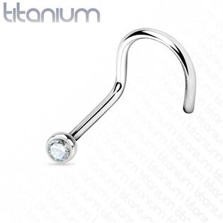 TIT1025C-020 Piercing do nosu - titan, čirý kamínek