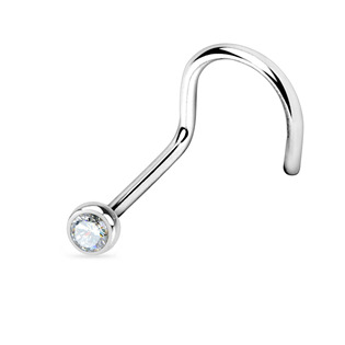 TIT1025C-025 Piercing do nosu - titan, čirý kamínek