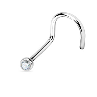 TIT1025C-025 Piercing do nosu - titan, čirý kamínek