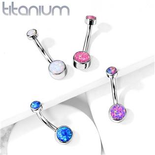 TIT1062-OP22 Piercing do pupíku - TITAN, opál