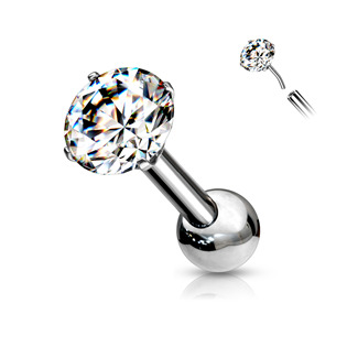TIT1125-1208-03 Cartilage piercing do ucha TITAN, 1,2 x 8 mm zirkon 3 mm
