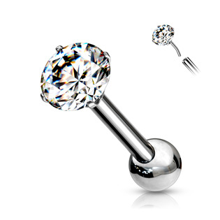 TIT1125-1208-04 Cartilage piercing do ucha TITAN, 1,2 x 8 mm zirkon 4 mm