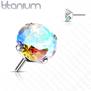 TIT1148AB-030 Kamínek k PUSH IN piercing do nosu TITAN, AB zirkon