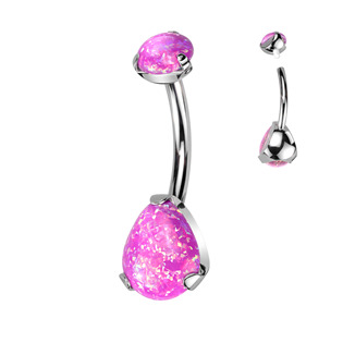 TIT1187-OP05 Piercing do pupíku - TITAN, opál