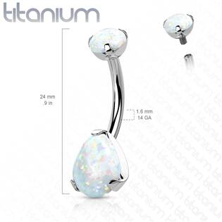 TIT1187-OP05 Piercing do pupíku - TITAN, opál