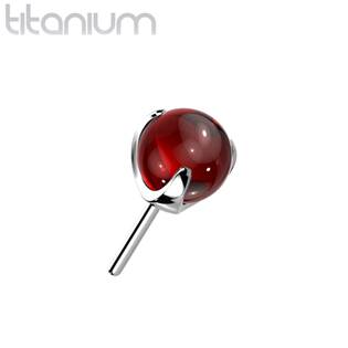 TIT1196R-040 Kamínek k PUSH IN piercingu TITAN, červený kamínek