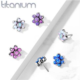 TIT1212-OP17 Kytička k PUSH IN piercing do nosu TITAN, bílý opál