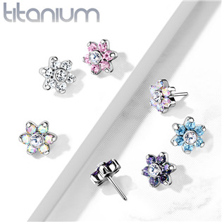 TIT1213-VM Kytička k PUSH IN piercing do nosu TITAN, Vitrail Medium zirkony