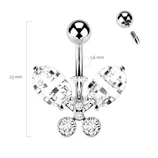 WP0057-ST Piercing do pupíku - motýl