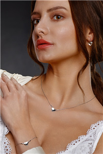 NB-0201-CR Stříbrný náramek se srdcem Crystals from Swarovski® Crystal