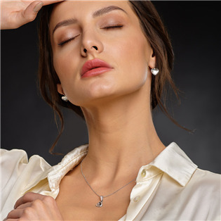 NB-0202-CR Stříbrné náušnice se srdcem Crystals from Swarovski® Crystal