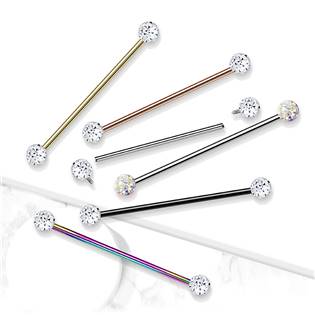 ID01035-C Industrial piercing s kamínky, barva: čirá
