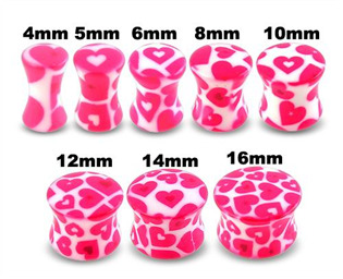 PL01037-16 Plug do ucha se srdíčky, průměr 16 mm