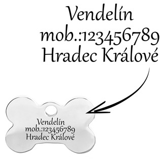 PZ044 Ocelová psí známka - kost