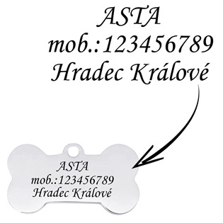 PZ034-XS Ocelová psí známka - kost, vel. XS