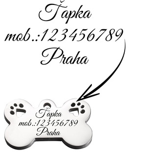PZ043 Ocelová psí známka - kost