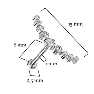 TIT1269-C Piercing do brady - PUSH IN labreta TITAN, 1,0 x 8 mm
