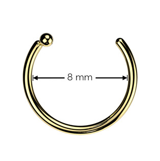 TIT1364-GD Zlacený piercing do nosu - kruh titan