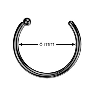 TIT1364-K Černý piercing do nosu - kruh titan