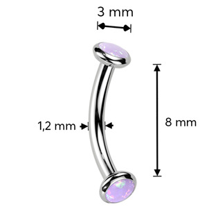 TIT1380-OP38 Piercing do obočí TITAN, fialový opál