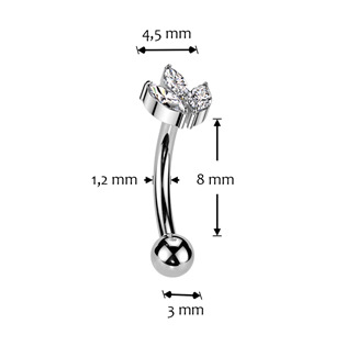 TIT1401-1208 PUSH IN piercing k do obočí TITAN, 1,2 x 8 mm