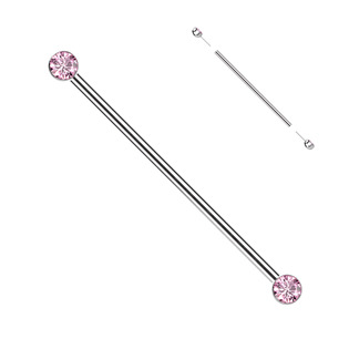 TIT1394-P Industrial PUSH IN piercing TITAN, růžové zirkony