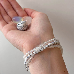 EG1266 Náramky s minerálními kameny howlite, křemen, opalit