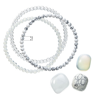 EG1266 Náramky s minerálními kameny howlite, křemen, opalit