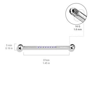 ID01036-C Industrial piercing s kamínky, barva: čirá