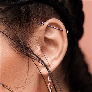 ID01036-C Industrial piercing s kamínky, barva: čirá