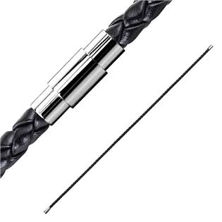 NR1204-21 Dvojitý náramek proplétaný černý, délka 21,5 cm