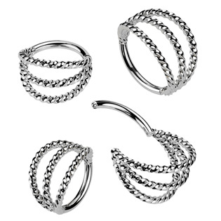NS0066ST-1208 Trjitý segment kruh kroucený - helix / cartilage / tragus piercing