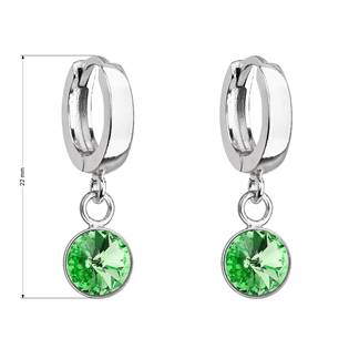 EG2227-PD Stříbrné visací náušnice s krystalem Crystals from Swarovski® Peridot