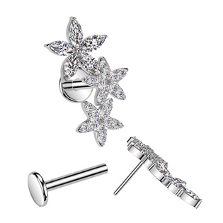 LB1137 Piercing do brady s kytičkami - PUSH IN labreta