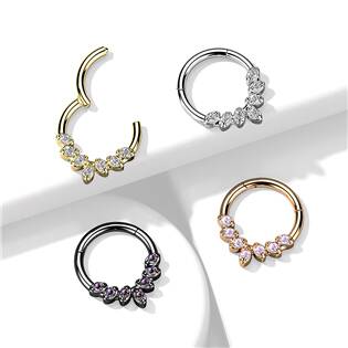 NS0059-ST Segment kruh se zirkony, cartilage piercing 1,2 x 8 mm