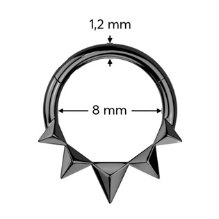 SG121-K Černý ocelový kruh - helix / cartilage / septum piercing